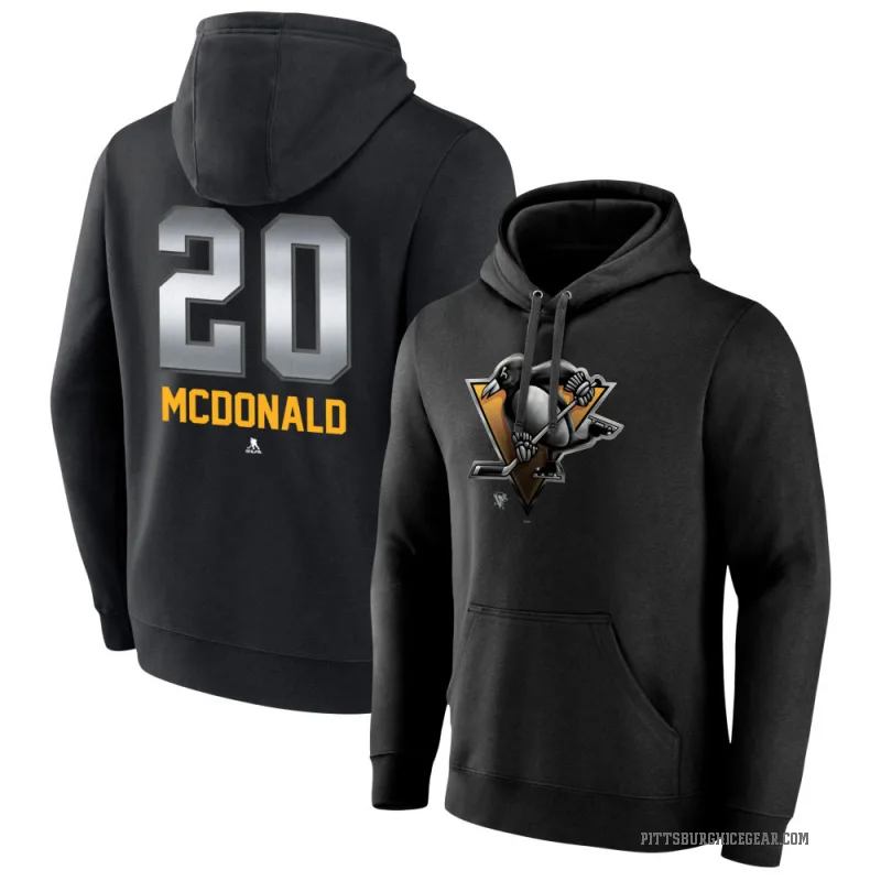 Ab Mcdonald Men's Black Pittsburgh Penguins Branded Midnight Mascot Logo Pullover Hoodie