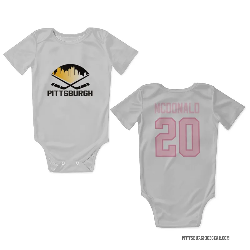 Ab Mcdonald  White Pink Pittsburgh Penguins  Newborn & Infant Bodysuit
