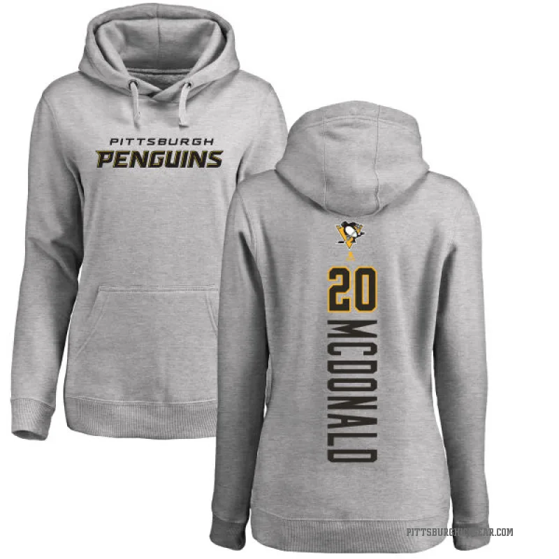 Ab Mcdonald Women's Pittsburgh Penguins Branded Ash Backer Pullover Hoodie