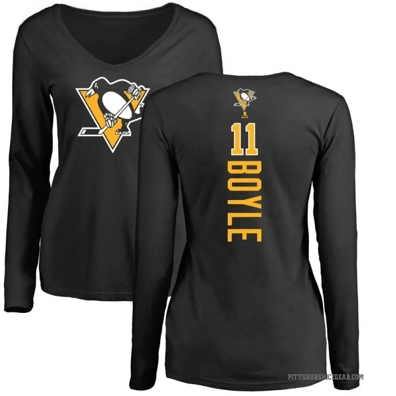 Brian Boyle Women's Black Pittsburgh Penguins Backer Long Sleeve T-Shirt -