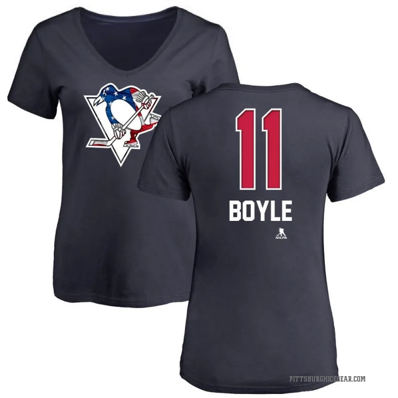 Brian Boyle Women's Navy Pittsburgh Penguins Name and Number Banner Wave V-Neck T-Shirt -