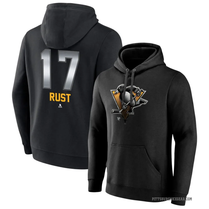 Bryan Rust Men's Black Pittsburgh Penguins Branded Midnight Mascot Logo Pullover Hoodie
