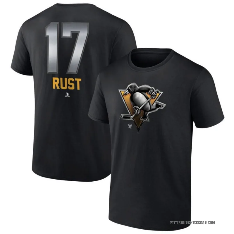 Bryan Rust Men's Black Pittsburgh Penguins Midnight Mascot Logo T-Shirt