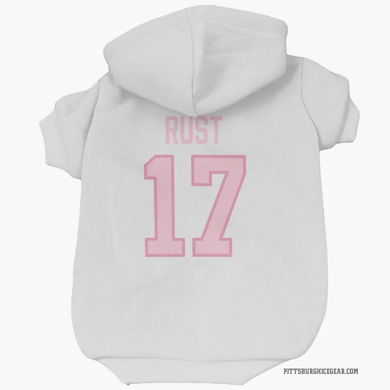 Bryan Rust  White Pink Pittsburgh Penguins  Cat & Dog Pet Hoodie