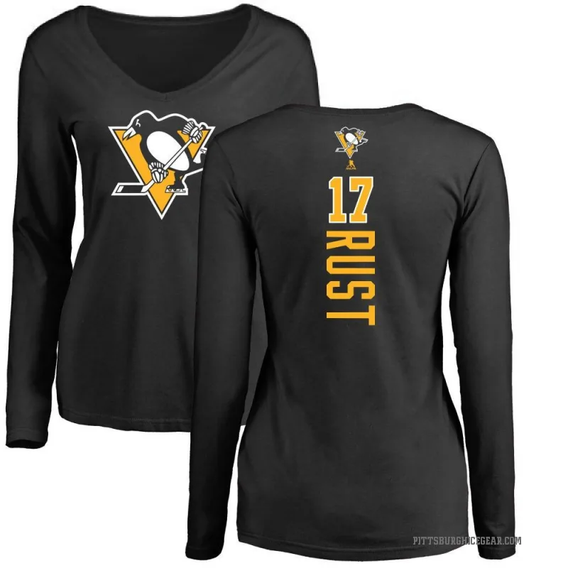 Bryan Rust Women's Black Pittsburgh Penguins Backer Long Sleeve T-Shirt -