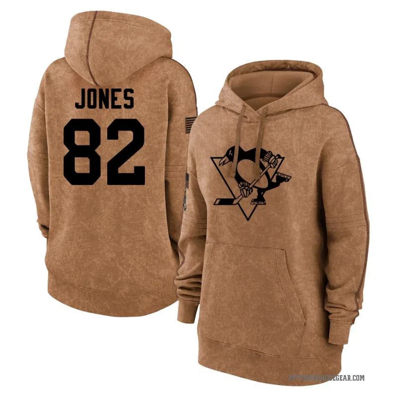 Caleb Jones Women's Brown Pittsburgh Penguins 2023 Salute to Service Pullover Hoodie