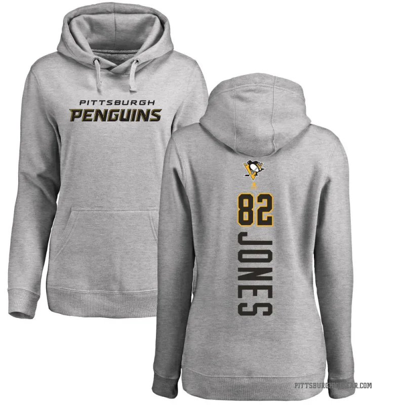 Caleb Jones Women's Pittsburgh Penguins Branded Ash Backer Pullover Hoodie