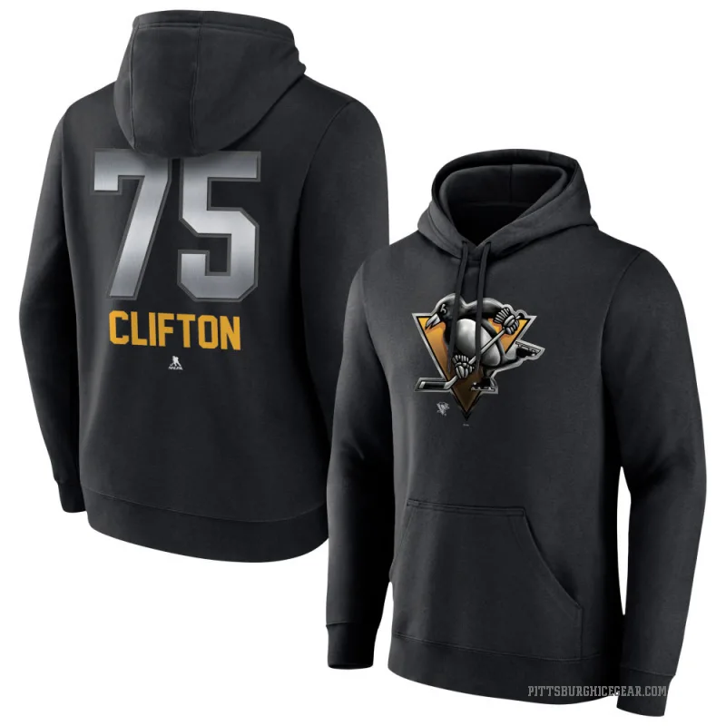 Connor Clifton Men's Black Pittsburgh Penguins Branded Midnight Mascot Logo Pullover Hoodie