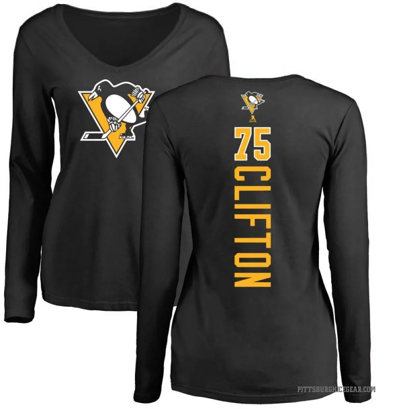 Connor Clifton Women's Black Pittsburgh Penguins Backer Long Sleeve T-Shirt -
