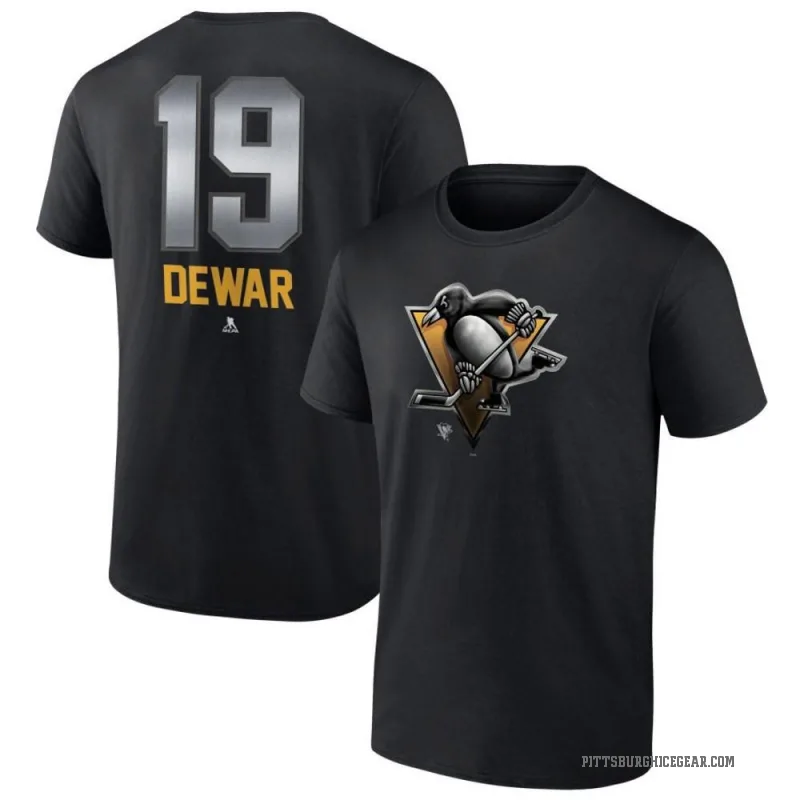 Connor Dewar Men's Black Pittsburgh Penguins Midnight Mascot Logo T-Shirt