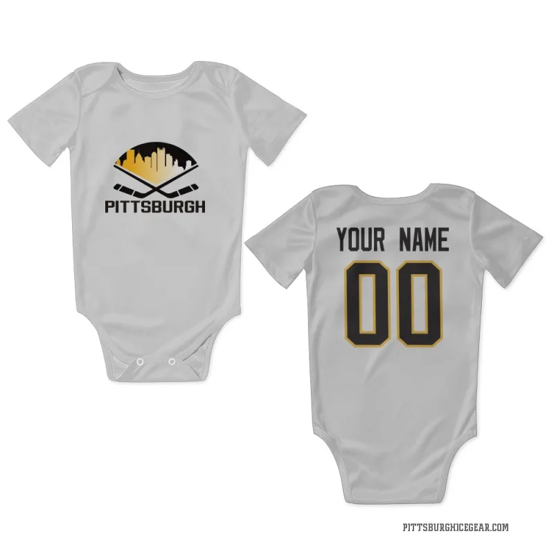 Custom  White Pittsburgh Penguins   Newborn & Infant Bodysuit