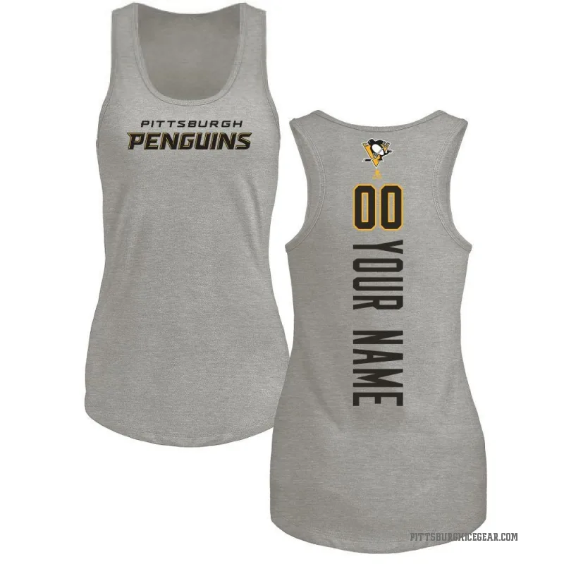 Custom Women's Ash Pittsburgh Penguins Backer Tank Top -