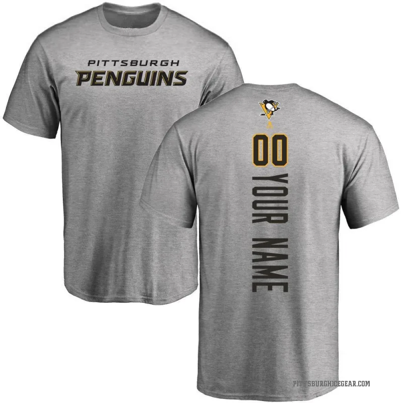 Custom Youth Ash Pittsburgh Penguins Backer T-Shirt -