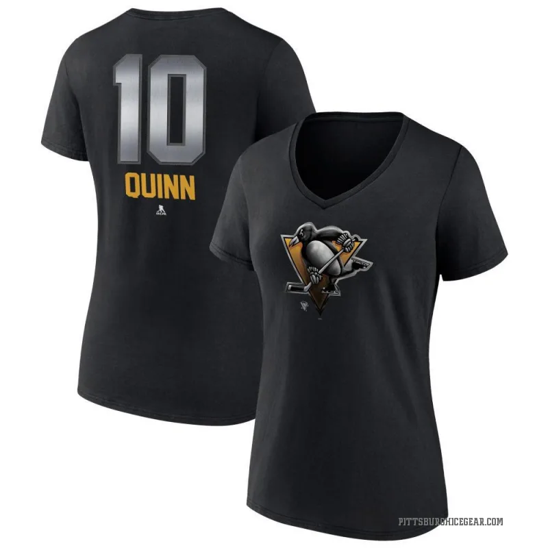 Dan Quinn Women's Black Pittsburgh Penguins Midnight Mascot Logo V-Neck T-Shirt