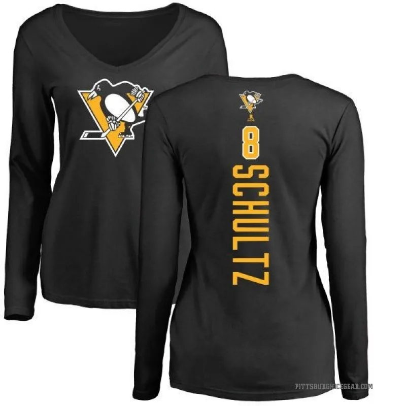 Dave Schultz Women's Black Pittsburgh Penguins Backer Long Sleeve T-Shirt -
