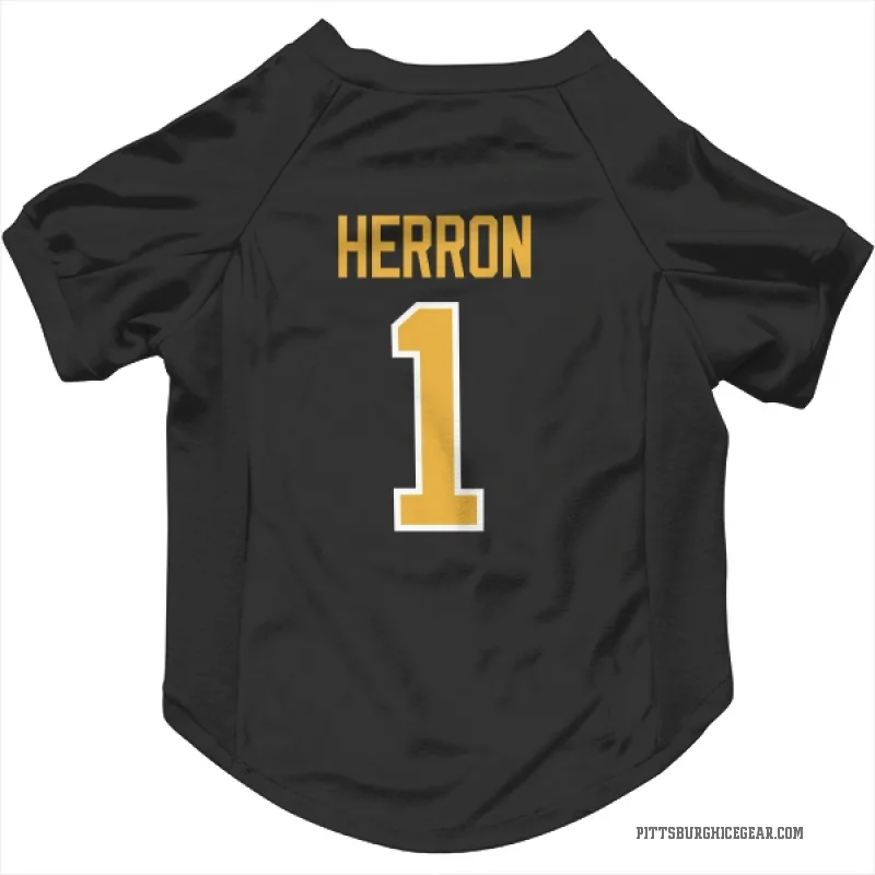 Denis Herron  Black Pittsburgh Penguins  Cat & Dog Pet Jersey