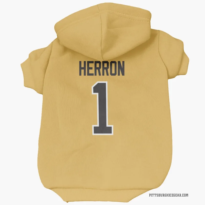 Denis Herron  Gold Pittsburgh Penguins  Cat & Dog Pet Hoodie