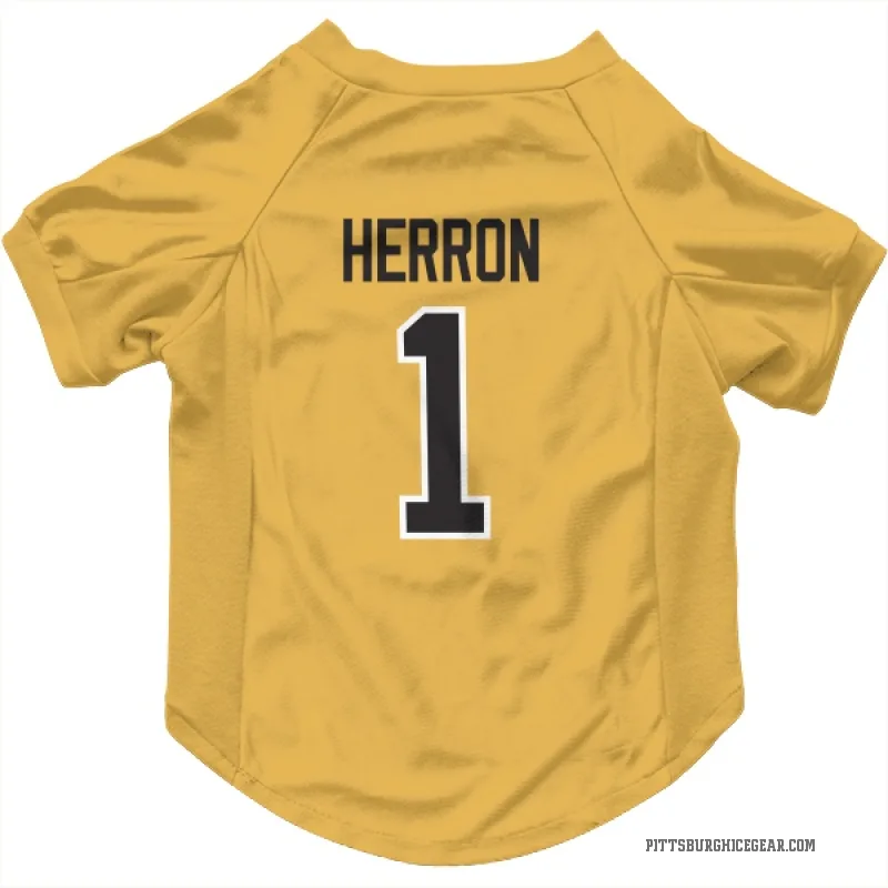 Denis Herron  Gold Pittsburgh Penguins  Cat & Dog Pet Jersey