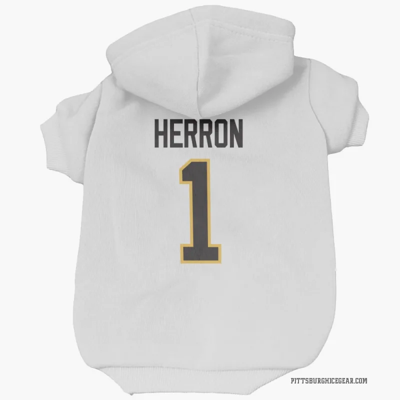 Denis Herron  White Pittsburgh Penguins  Cat & Dog Pet Hoodie