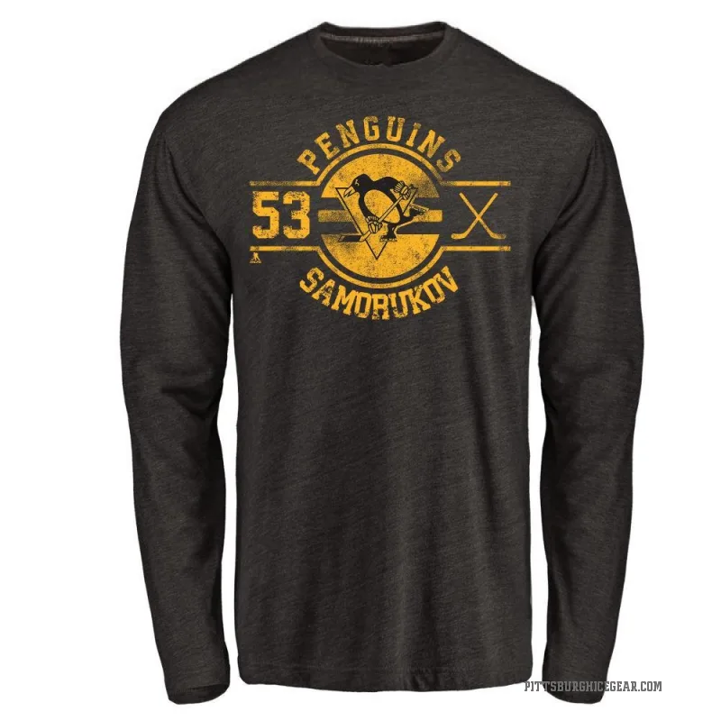 Dmitri Samorukov Men's Black Pittsburgh Penguins Insignia Long Sleeve T-Shirt -