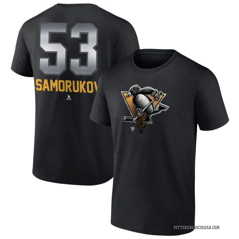 Dmitri Samorukov Men's Black Pittsburgh Penguins Midnight Mascot Logo T-Shirt