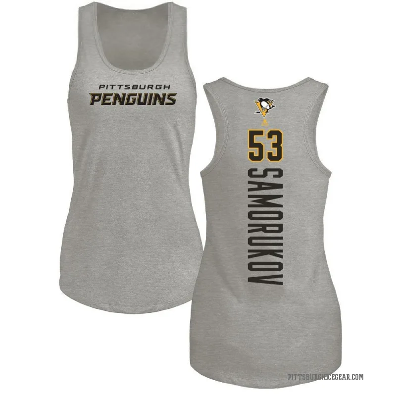 Dmitri Samorukov Women's Ash Pittsburgh Penguins Backer Tank Top -
