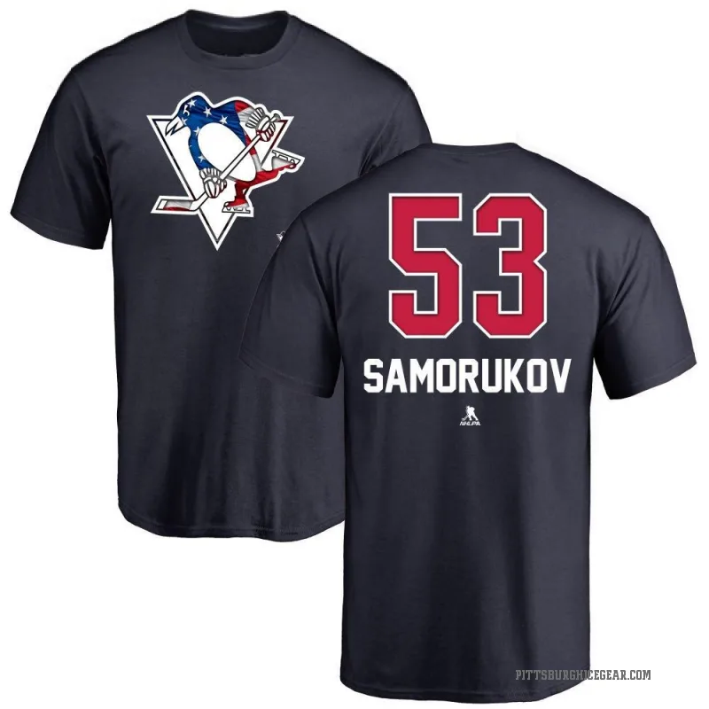 Dmitri Samorukov Youth Navy Pittsburgh Penguins Name and Number Banner Wave T-Shirt -