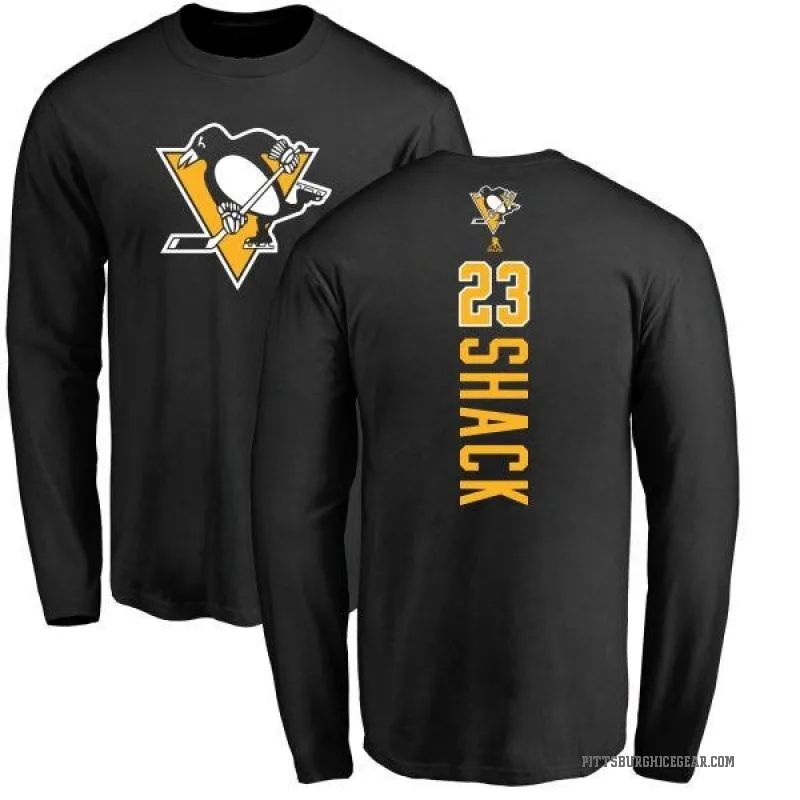 Eddie Shack Men's Black Pittsburgh Penguins Backer Long Sleeve T-Shirt -