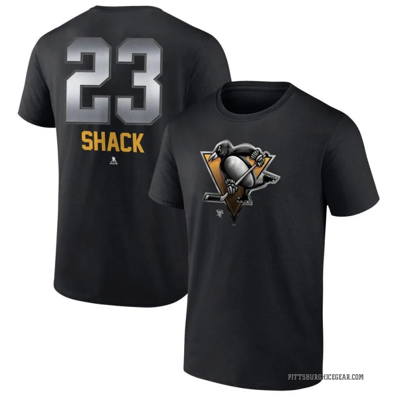 Eddie Shack Men's Black Pittsburgh Penguins Midnight Mascot Logo T-Shirt
