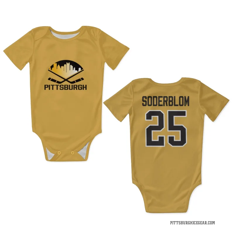 Elmer Soderblom  Gold Pittsburgh Penguins  Newborn & Infant Bodysuit