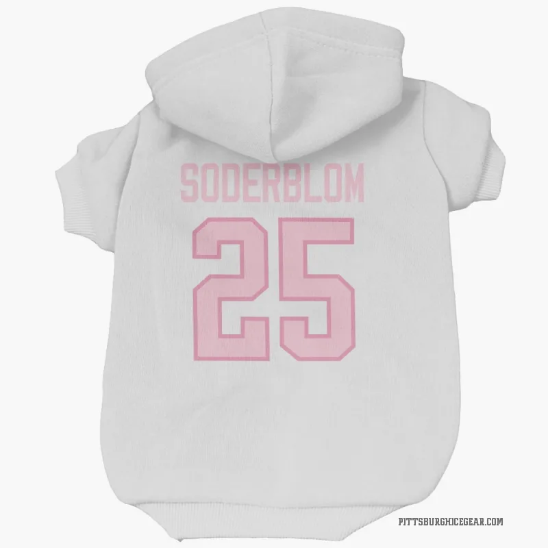 Elmer Soderblom  White Pink Pittsburgh Penguins  Cat & Dog Pet Hoodie
