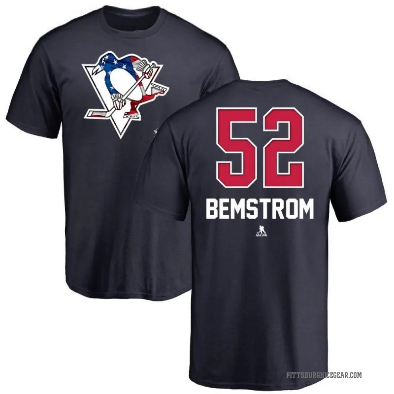 Emil Bemstrom Men's Navy Pittsburgh Penguins Name and Number Banner Wave T-Shirt -