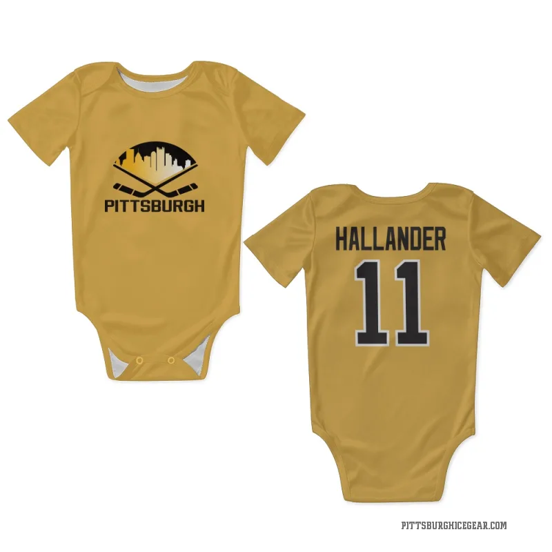 Filip Hallander  Gold Pittsburgh Penguins  Newborn & Infant Bodysuit