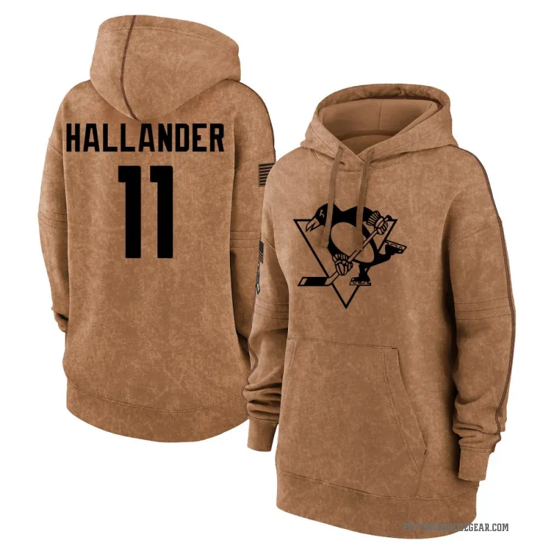 Filip Hallander Women's Brown Pittsburgh Penguins 2023 Salute to Service Pullover Hoodie