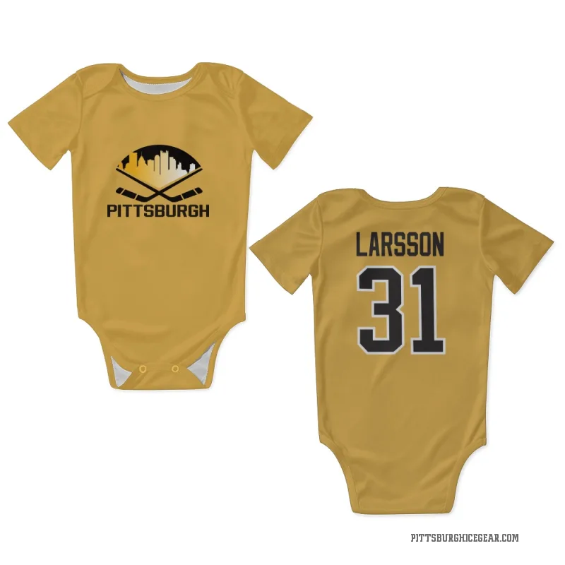 Filip Larsson  Gold Pittsburgh Penguins  Newborn & Infant Bodysuit