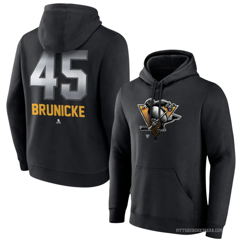 Harrison Brunicke Men's Black Pittsburgh Penguins Branded Midnight Mascot Logo Pullover Hoodie