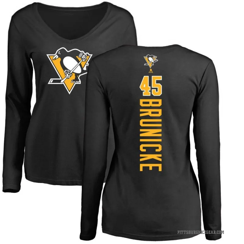 Harrison Brunicke Women's Black Pittsburgh Penguins Backer Long Sleeve T-Shirt -