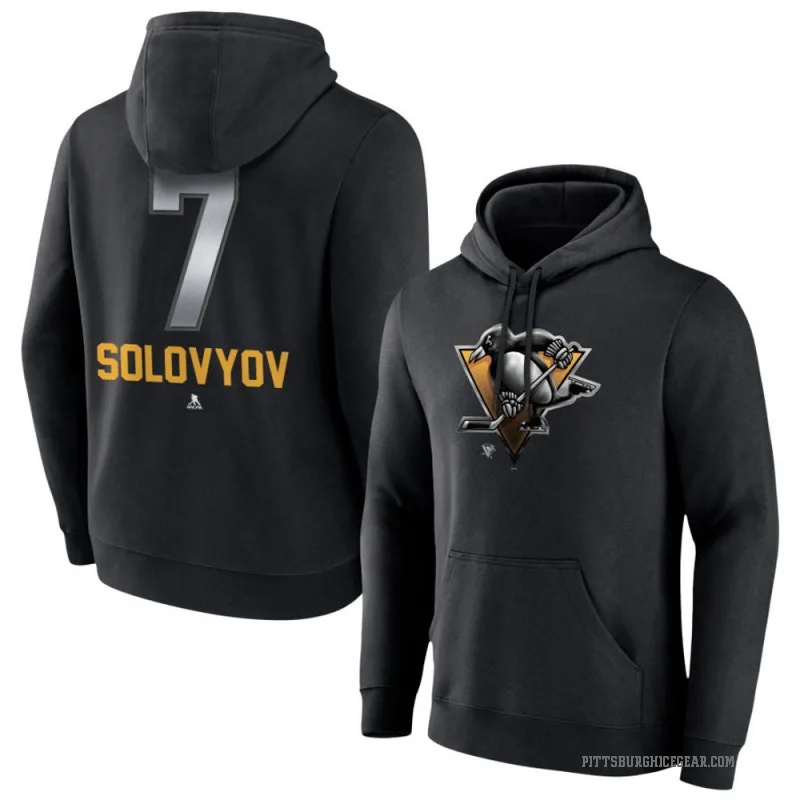 Ilya Solovyov Men's Black Pittsburgh Penguins Branded Midnight Mascot Logo Pullover Hoodie