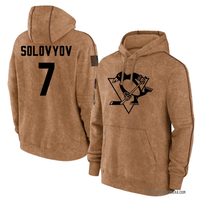 Ilya Solovyov Men's Brown Pittsburgh Penguins 2023 Salute to Service Club Pullover Hoodie
