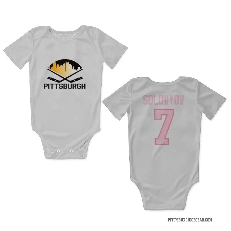 Ilya Solovyov  White Pink Pittsburgh Penguins  Newborn & Infant Bodysuit
