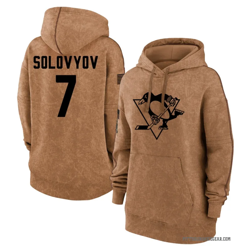 Ilya Solovyov Women's Brown Pittsburgh Penguins 2023 Salute to Service Pullover Hoodie