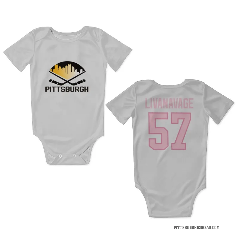 Jake Livanavage  White Pink Pittsburgh Penguins  Newborn & Infant Bodysuit