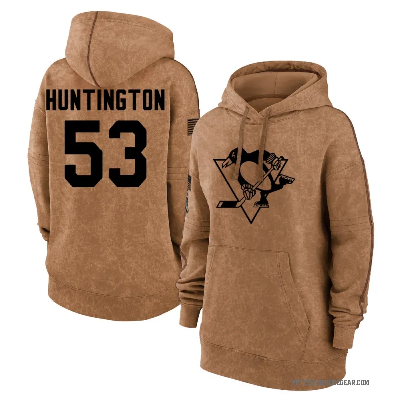 Jimmy Huntington Women's Brown Pittsburgh Penguins 2023 Salute to Service Pullover Hoodie