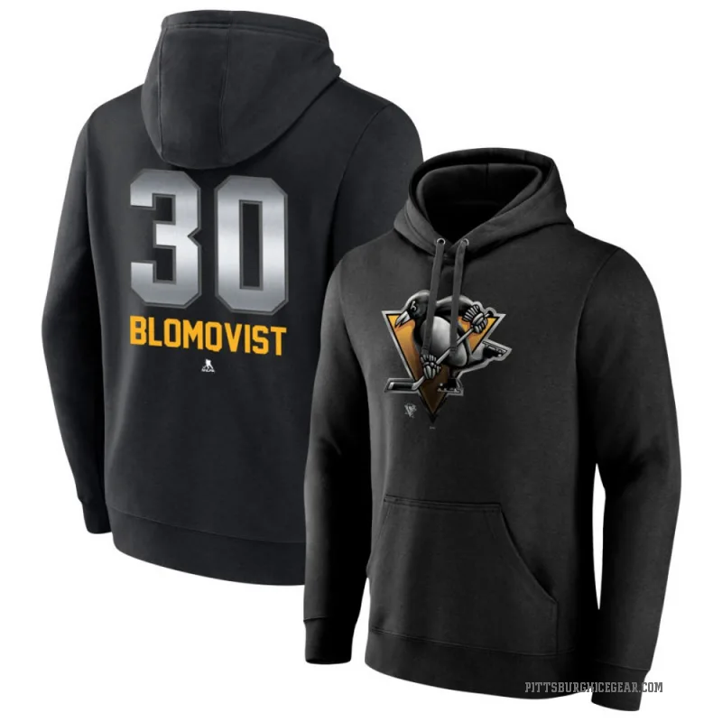 Joel Blomqvist Men's Black Pittsburgh Penguins Branded Midnight Mascot Logo Pullover Hoodie