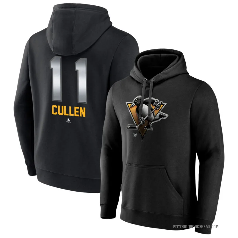 John Cullen Men's Black Pittsburgh Penguins Branded Midnight Mascot Logo Pullover Hoodie