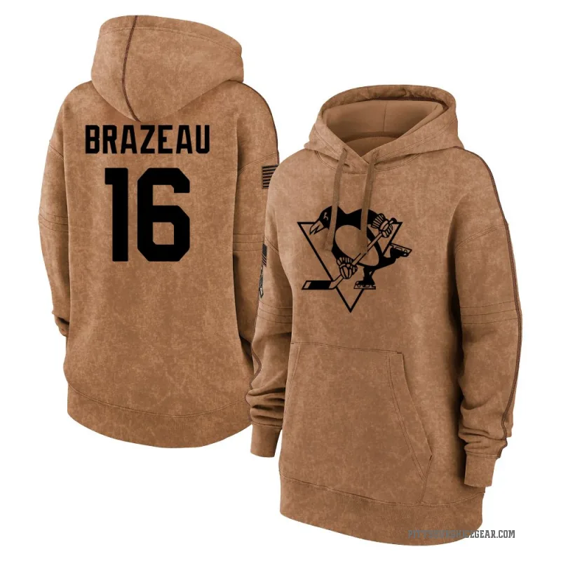 Justin Brazeau Women's Brown Pittsburgh Penguins 2023 Salute to Service Pullover Hoodie