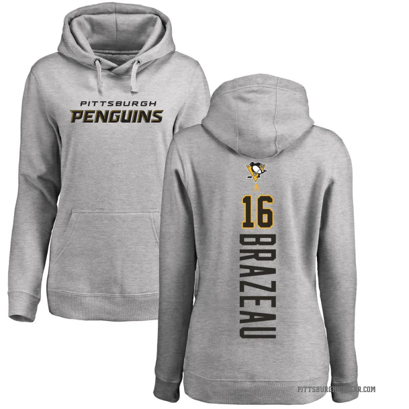 Justin Brazeau Women's Pittsburgh Penguins Branded Ash Backer Pullover Hoodie