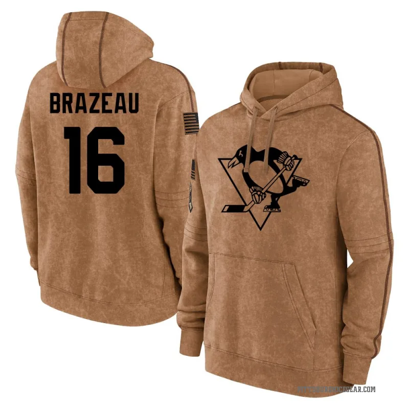 Justin Brazeau Youth Brown Pittsburgh Penguins 2023 Salute to Service Club Pullover Hoodie
