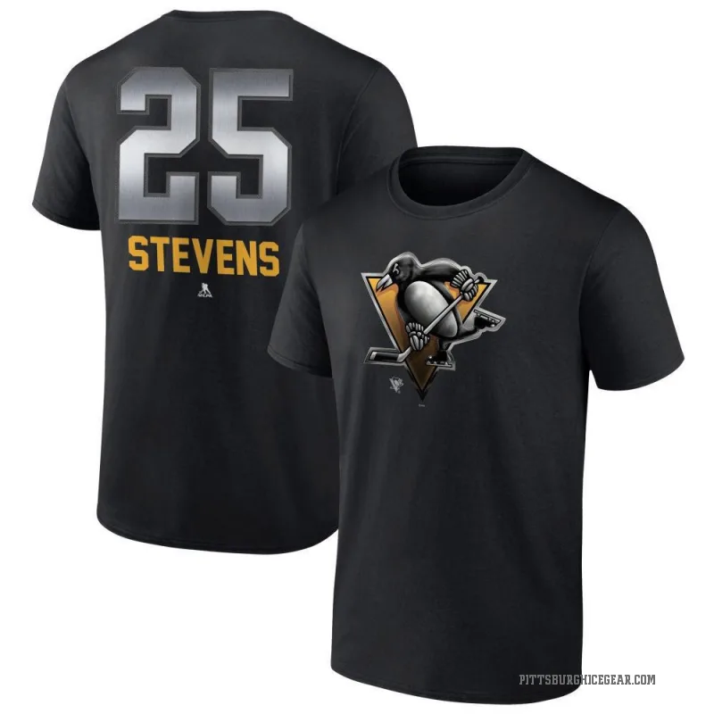 Kevin Stevens Youth Black Pittsburgh Penguins Midnight Mascot Logo T-Shirt