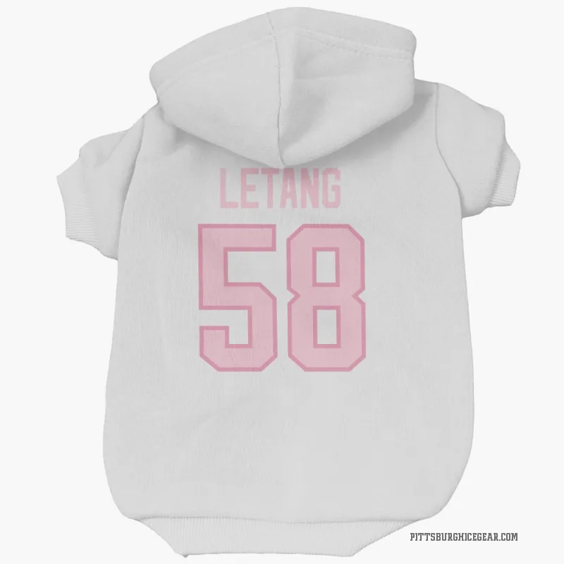 Kris Letang  White Pink Pittsburgh Penguins  Cat & Dog Pet Hoodie